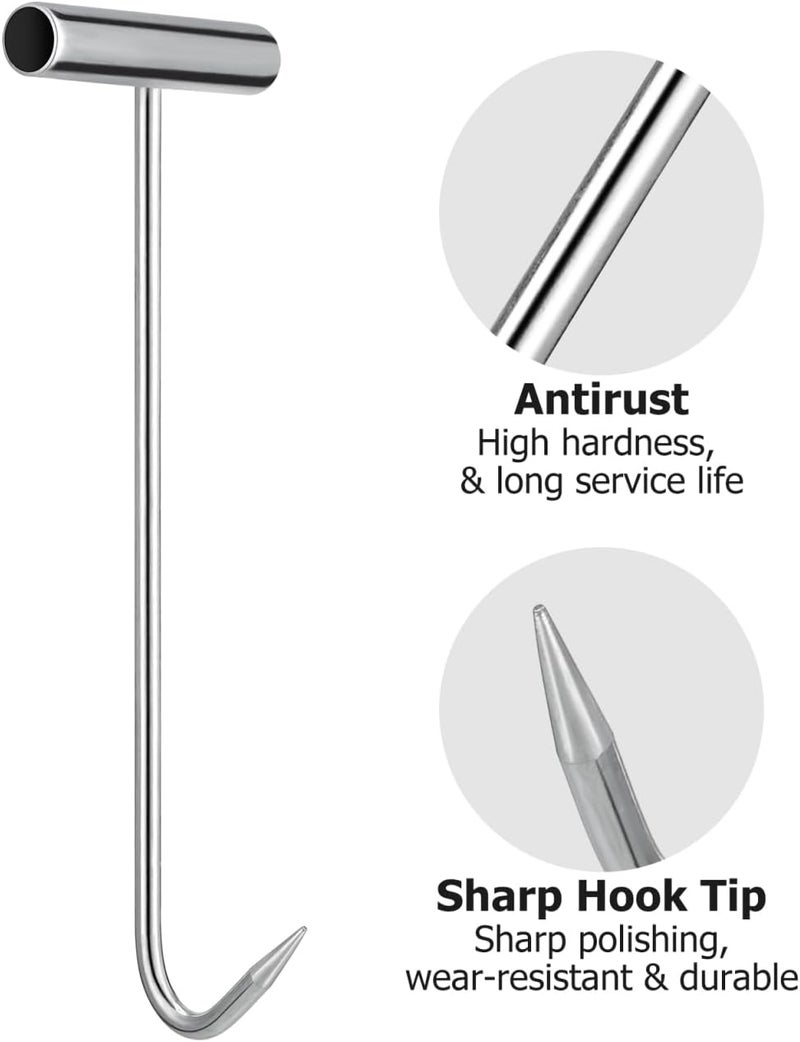 DOITOOL 2 قطع رافع غطاء بالوعة من الفولاذ المقاوم للصدأ، خطاف غطاء بالوعة، رافع غطاء بالوعة، خطافات رفع بالوعة، مفتاح غطاء بالوعة، أداة بالوعة لفتح أغطية بالوعة - رافعات بالوعة - Image 4